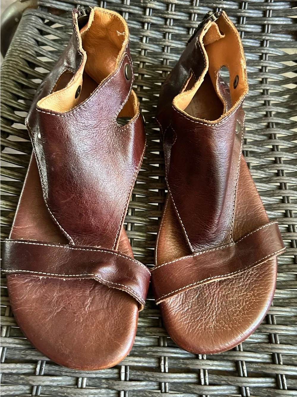 Brown Leather Open-Toe Sandals bedstu